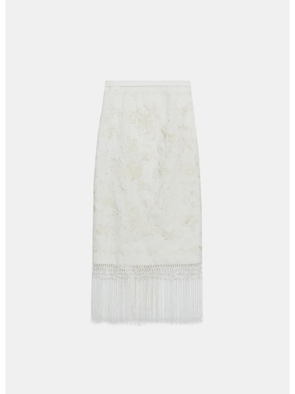 Zara ZW COLLECTION 100% LINEN EMBROIDERED MIDI SKIRT - Picture 6 of 11